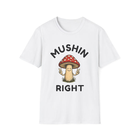 Mushin Right T‑Shirt — Cute Peace Sign Mushroom Graphic Tee