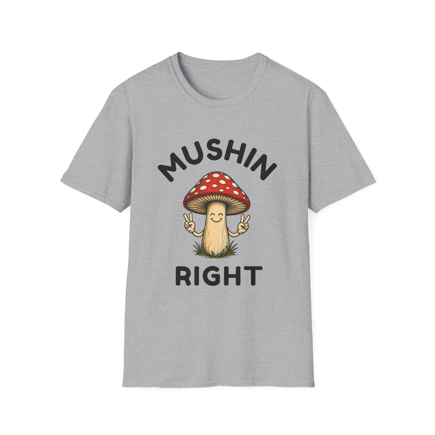Mushin Right T‑Shirt — Cute Peace Sign Mushroom Graphic Tee