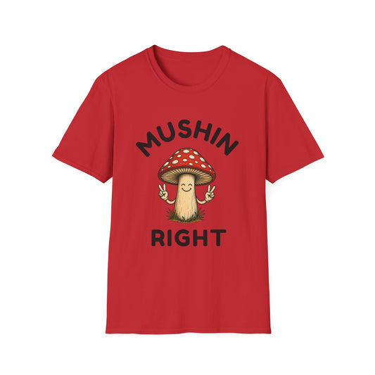 Mushin Right T‑Shirt — Cute Peace Sign Mushroom Graphic Tee