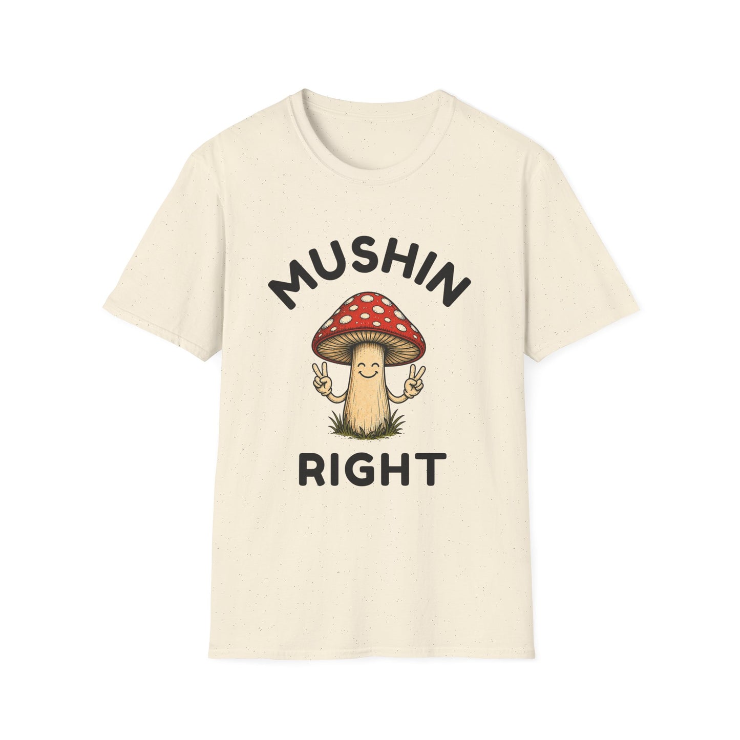 Mushin Right T‑Shirt — Cute Peace Sign Mushroom Graphic Tee